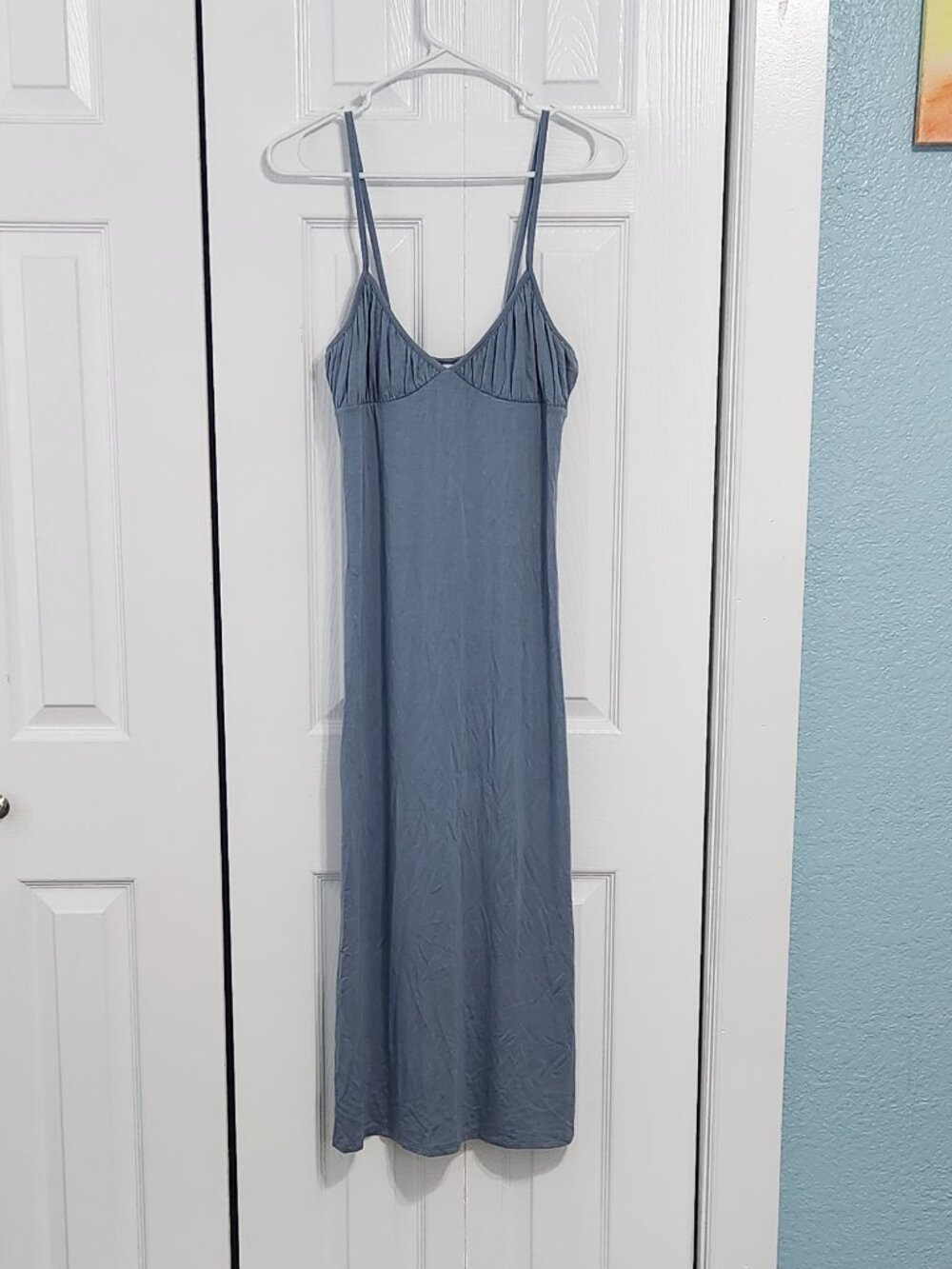 Rachel Pally Carla Dress S Blue Modal Ruched Bust Spaghetti Strap Maxi NWT